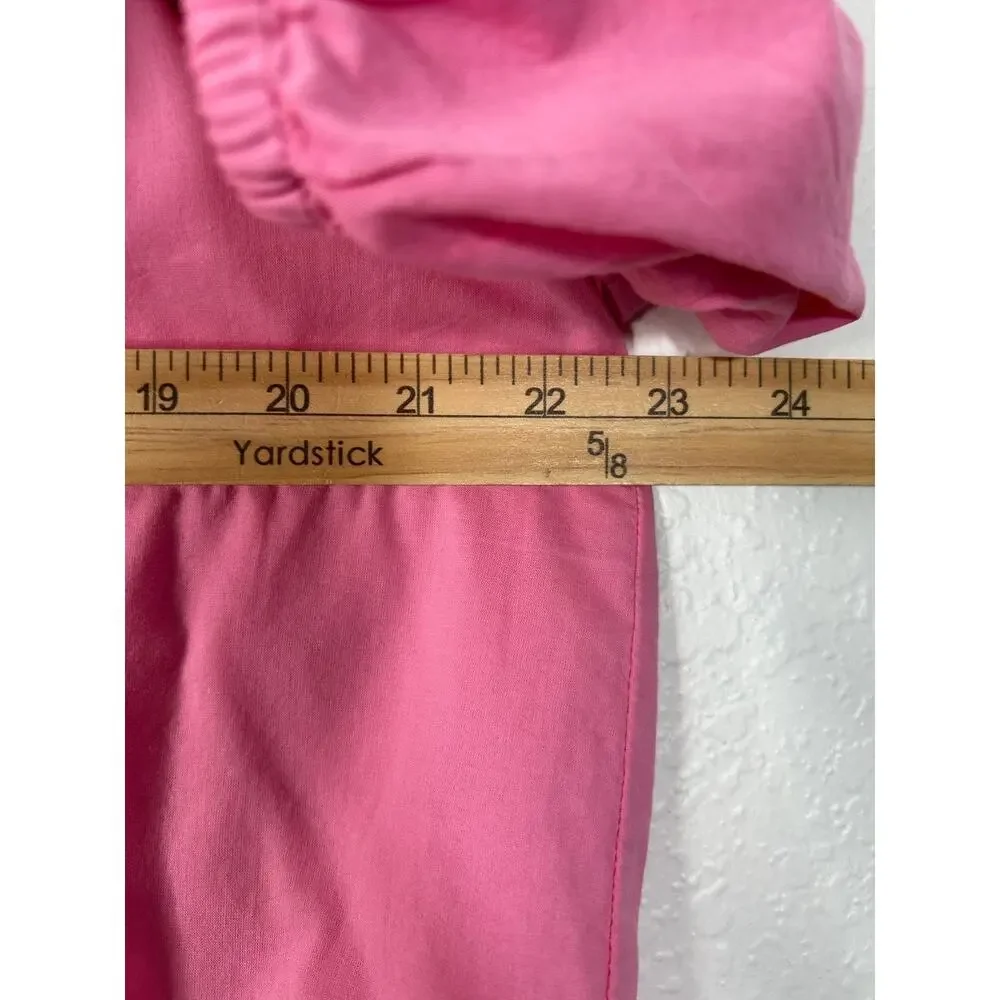 Xirena Jules Cotton Poplin Top Size Large Pink Short Puff Sleeve Ruffle Blouse - Picture 7 of 9